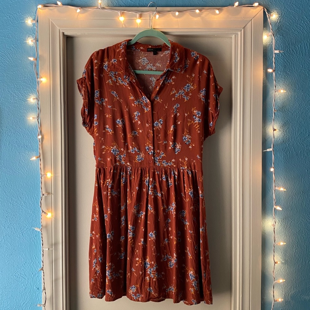 Floral Collared Button Down Mini Dress